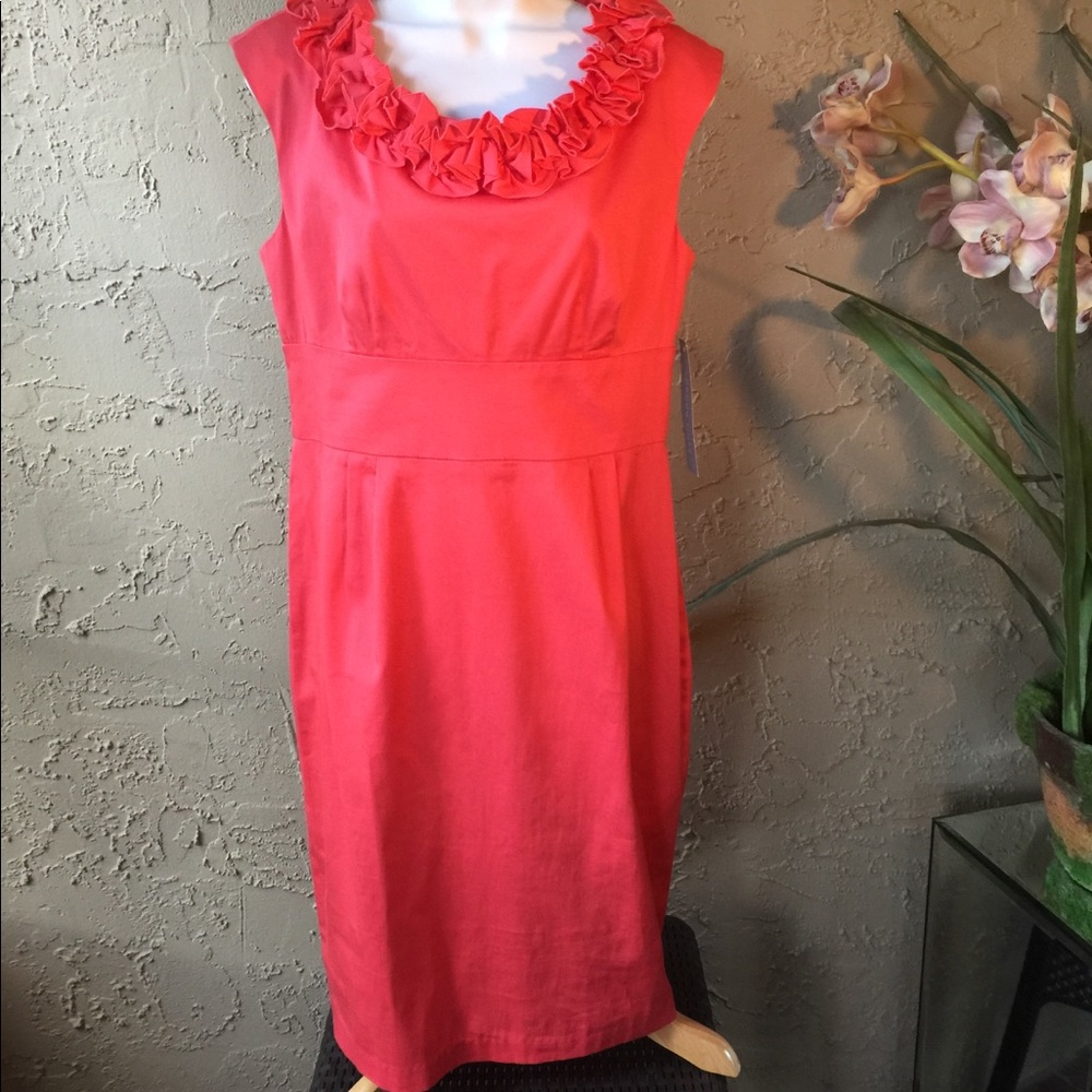 London Times Dress color is Coral Reef